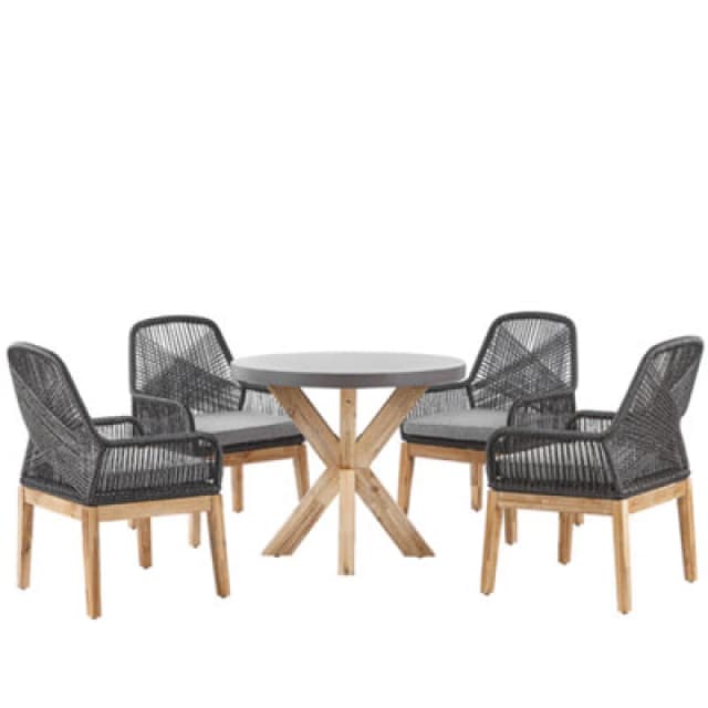BELIANI Garden Dining Set 4 Seater OLBIA with Cushions Concrete Black 270465