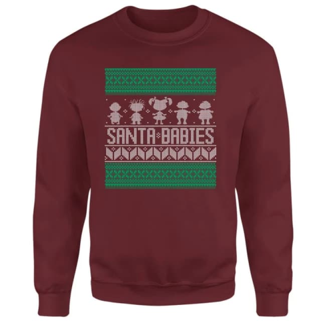 Rugrats Santa Babies Christmas Jumper - Burgundy - S