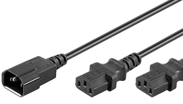 Microconnect PE061306 power cable Black 0.6 m C14 coupler 2 x C13 coup