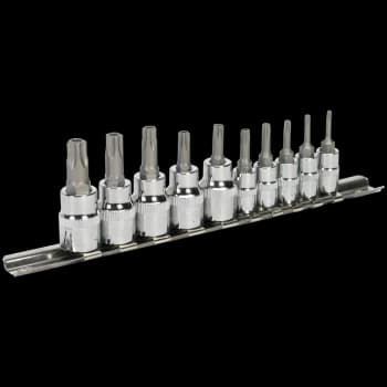 Sealey 10 Piece Combination Drive Security Torx Socket Bit Set Combination