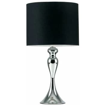 Chrome Spindle Table Lamp - Complete + Black Light Shade