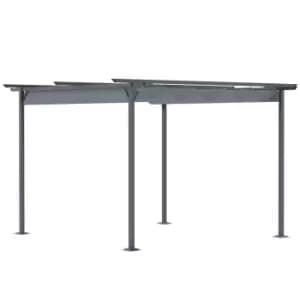 Outsunny 3.5X3.5M Pergola Metal Gazebo Backyard Porch Awning Retractable Canopy - Grey
