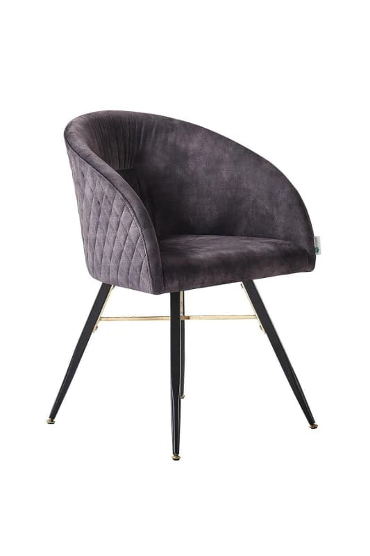 Life Interiors Life Interiors Single Vittorio Velvet Dining Chair with Black Metal Legs, Quilted Design Modern Accent Chair Black One Size Unisex 5060