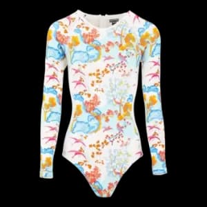 Women Long Sleeves One Piece Rashguard Peaceful Trees - Lexy - White - Size L - Vilebrequin