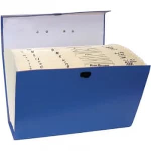 21 Pocket Cardboard File Case Blue