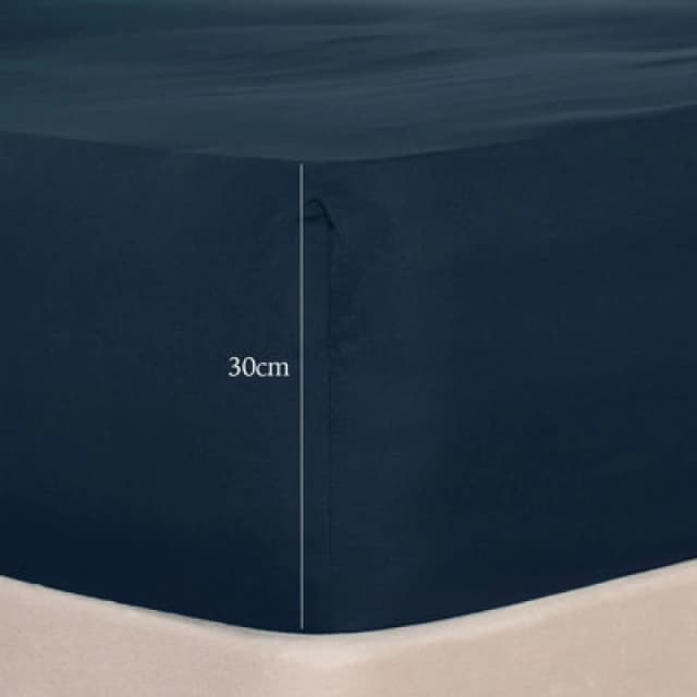 OHS OHS Plain Bed Sheet Microfibre Deep Fitted Soft in Dark Navy Size: Single Fitted Dark Navy Single Fitted Unisex 5027434198870