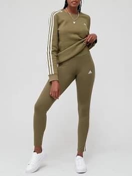adidas Essentials 3 Stripes Leggings - Khaki Size XS Women