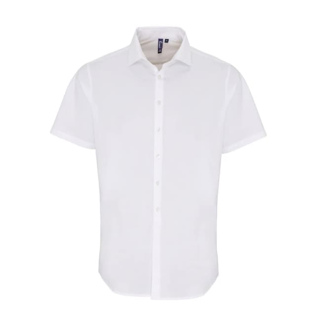 Premier Premier Men Stretch Fit Poplin Short Sleeve Shirt in White Size: X-Small White XS Male 5059269013172