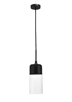 Mia Tube Ceiling Pendant 1 Light E27 Black, Clear Glass