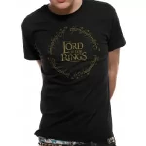 Lord Of The Rings Gold Metallic Logo Unisex T-Shirt Ex Ex Large