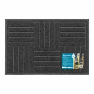 JVL Grey Square Mud Grabber Scraper Doormat 40 x 60cm