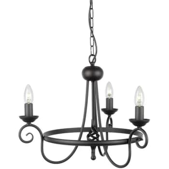 Elstead - Harlech - Chandelier 3 Light Black Finish
