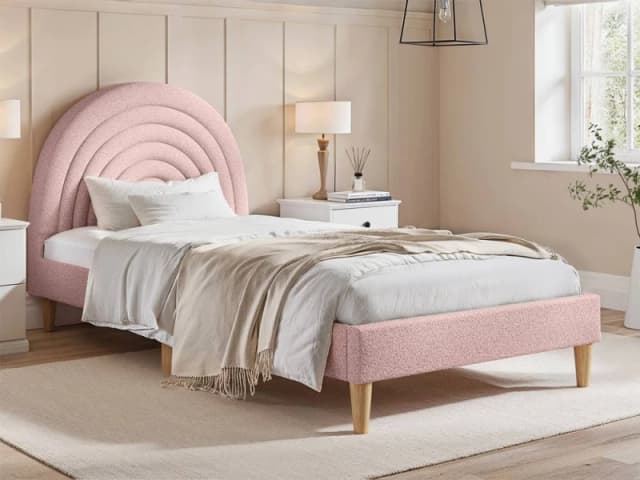 Flair Ava Boucle Single Bed in Pink Pink Unisex Single