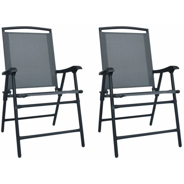 VIDAXL Vidaxl - Folding Garden Chairs 2 pcs Texilene Grey 47922
