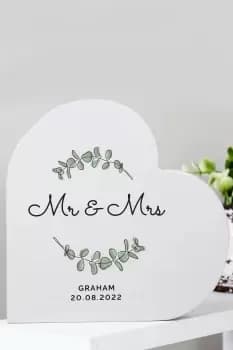 Personalised Botanical Free Standing Heart - Size: 15cm - Grey
