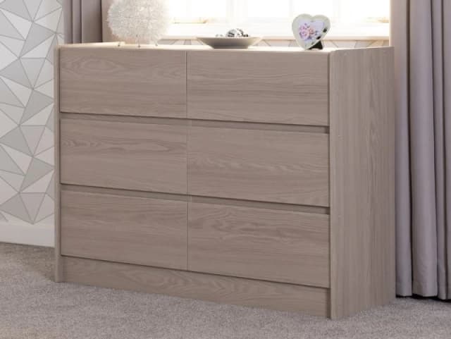 Seconique Paris Smoked Ash 6 Drawer Chest of Drawers