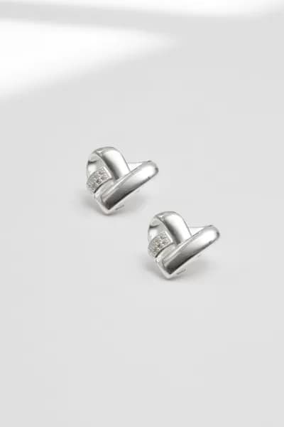 Recycled Sterling Silver 925 Knotted Heart Earrings