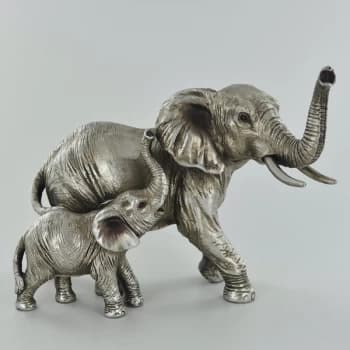 Antique Silver Elephant Family Ornament