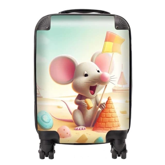 Warren Reed - Designer A Mouse On A Beach Holiday Suitcase in Yellow Size: Large Yellow Unisex Large