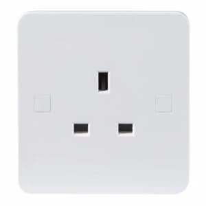 KnightsBridge Pure 4mm 13A White 1G Single 230V UK 3 Pin Unswitched Electric Wall Socket