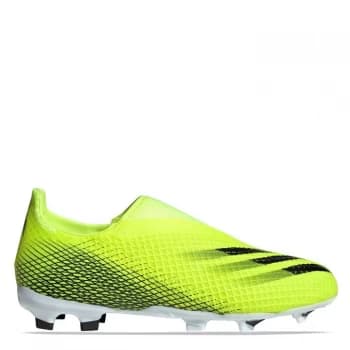 adidas Junior X Laceless Ghosted.3 Firm Ground Football Boot - Yellow, Size 5.5