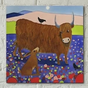 Hearty Hare Wall Tile By Ailsa Black