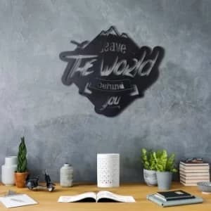 Leave The World Behind You Black Decorative Metal Wall Accessory