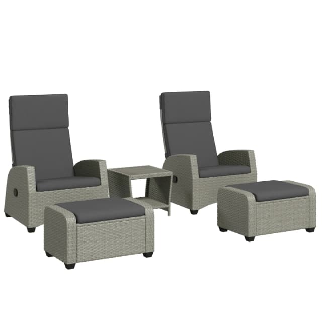 Outsunny 5 PCs Rattan Garden Furniture Set with Reclining Chairs - Grey TJ Hughes 5063603021310