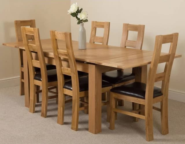 Thats Furniture Richmond 140-220cm Oak Extending Dining Table & 6 Yale Chairs in Brown Brown Unisex