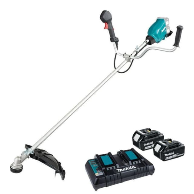 Makita DUR369A Twin 18v LXT Cordless Brushless Brush Cutter 430mm DUR369APT2 Batteries: 2 x 5ah Li-ion
