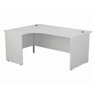 TC Office Left Hand Crescent Desk with Panel End Legs 1600 x 1200mm, White