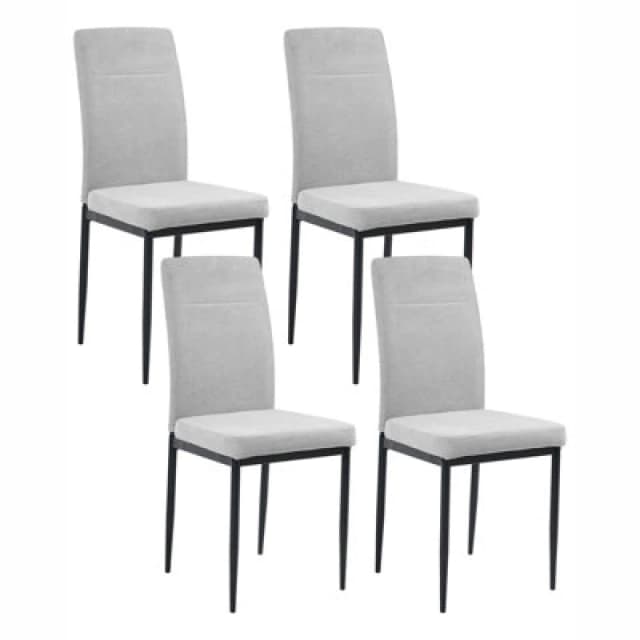 Beliani Set Of 4 Dining Chairs Riner Fabric Grey
