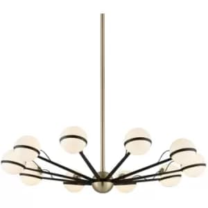 Ace 10 Light Chandelier Textured Bronze Brushed Brass, Glass