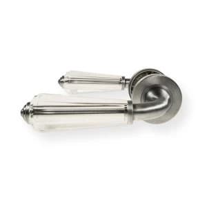 LocksOnline Fluted Glass Lever Door Handle on Round Rosette