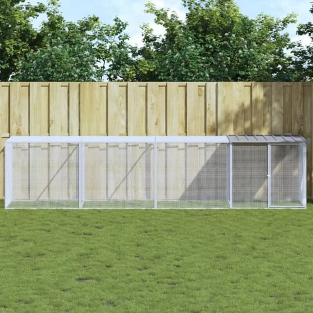 VIDAXL Chicken Cage with Roof Light Grey 403x98x90cm Galvanised Steel Vidaxl 8720845916602