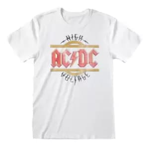 AC/DC Unisex Adult High Voltage Vintage T-Shirt (M) (White)