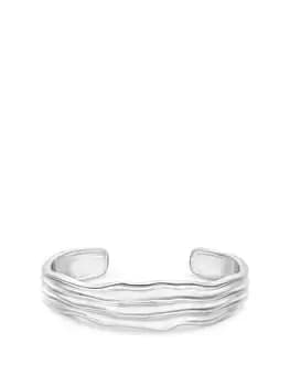 Mood Silver Molten Ridged Cuff Bracelet, Silver, Women