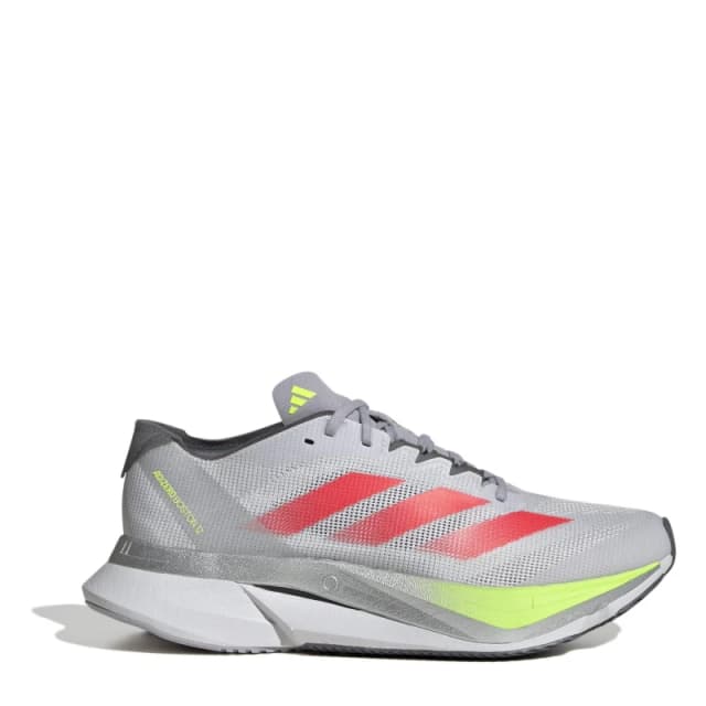 adidas Adizero Boston 12 Road Running Shoes Womens Grey/Red/Lmn female 3.5 (36)