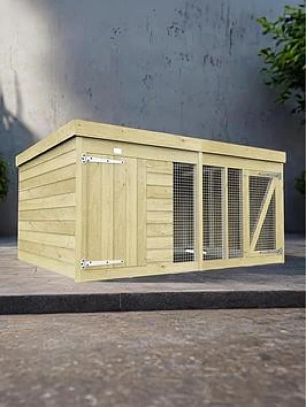 DIY Sheds 8 x 6 Dog Kennel And Run, Brown 8X6DKSH