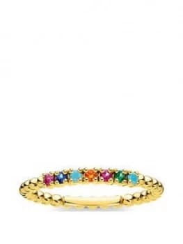 Thomas Sabo Gold Plated Sterling Silver And Multi Cubic Zirconia Stacking Ring
