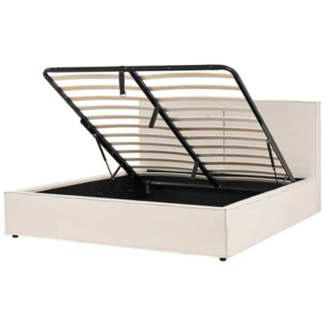 Beliani Ottoman Bed Fabric Moissac 180 X 200 Cm (Eu Super King) Beige