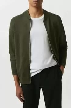 Mens Premium Khaki Knitted Bomber Jacket