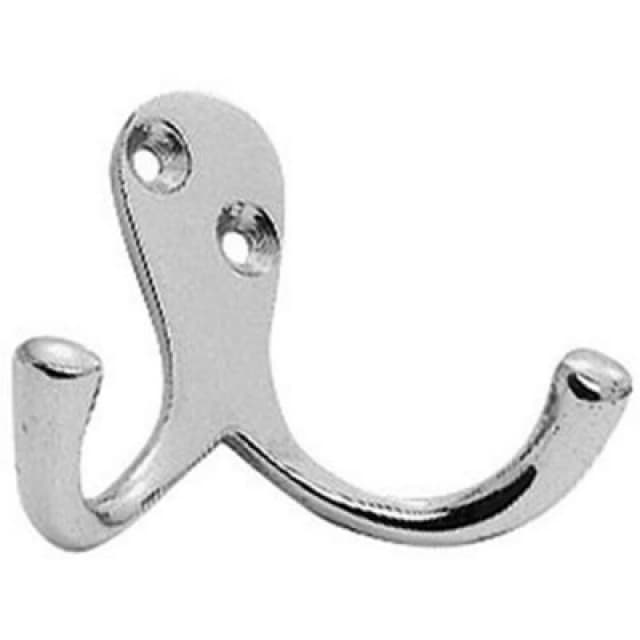Loops Victorian One Piece Double Bathroom Robe Hook 26mm Projection Polished Chrome Multi
