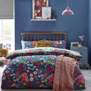 Wild Meadow Floral Duvet Cover Set Royal Blue