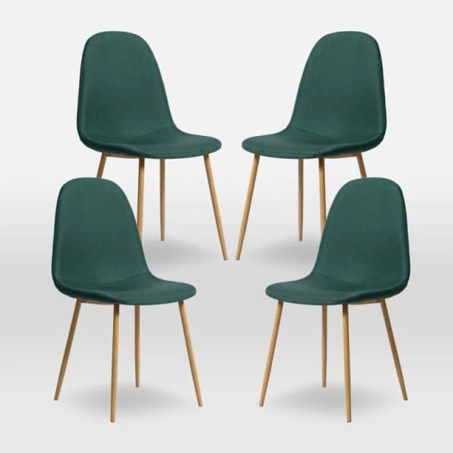 Home Garden Direct ASTERIA Dining Chairs Set of 4 in Dark Green Dark Green Unisex