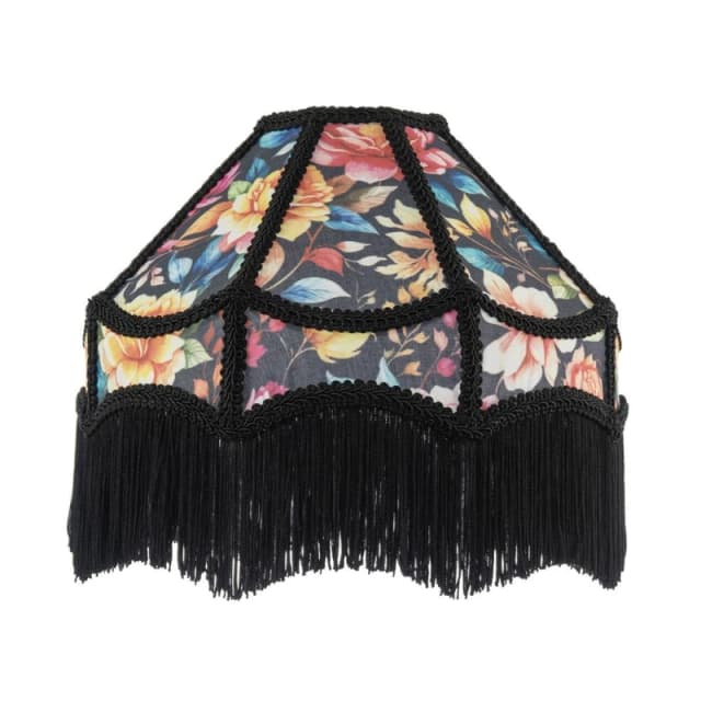 Happy Homewares Black Victorian Empire Lamp Shade with Chic Multi Colour Floral Design Size: 12" Multicolor Unisex 12"