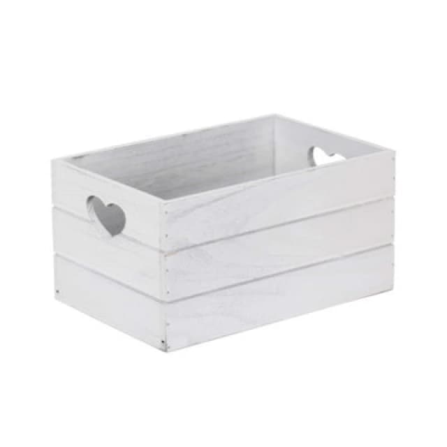 Red Hamper Wb026 Wood Small Vintage Effect Heart Cut Handle Wooden Storage Crate
