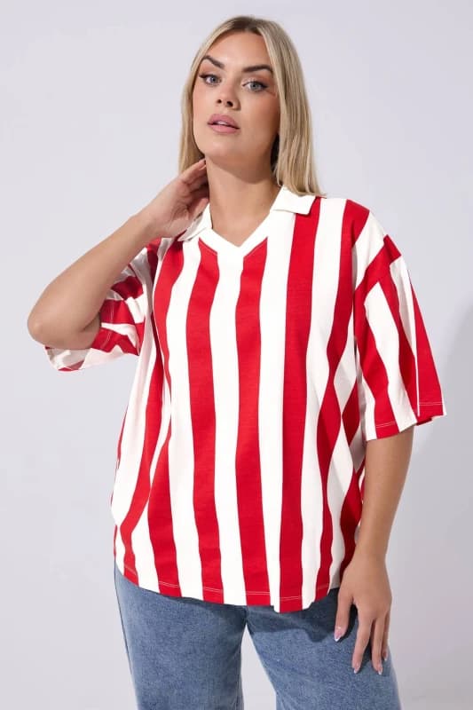 Yours Womens Stripe Collar Top Size: 18 Multicolor Female 18