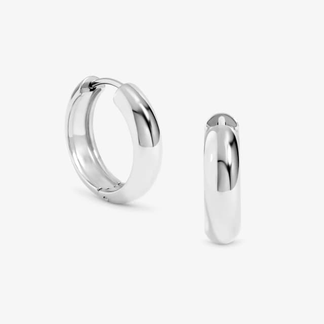 Jon Richard Platinum Plated Stainless Steel Flat Surface Hoops Silver female One Size