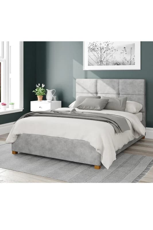 Aspire Aspire Caine Upholstered Ottoman Storage Bed, Kimiyo Linen Fabric in Silver Size: Double Silver Double Unisex 5057632187789